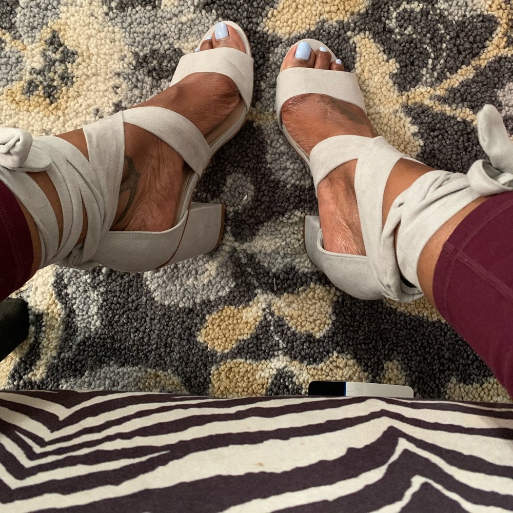 Gray Suede Shoe Dazzle heels